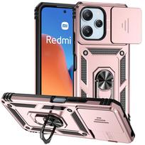 „Xiaomi Redmi 12 4G“ dėklo žiedo laikiklio smūgiams atsparūs šarvai telefonų dėklai, skirti „Redmy Redmi 12 Redmi12 4g 2023“, slankiojančio objektyvo apsauginis dangtelis For Redmi 12 4G rožinio aukso spalvos