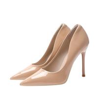Nuogos spalvos aukštakulniai moterims vasara 2024 nauja mada lakinė oda seksuali smailianosė plonu kulnu vestuvių vakarėlio batai Sapatos De Mujer 39 beige