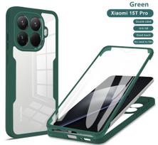 Dėl Xiaomi 15T Pro 5G dėklo 360 dvipusiai pilnos apsaugos dėklai Mi 15T 15 T Mi15T 15TPro 5G su ekrano apsauga For Xiaomi 15T Pro žalia