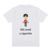 Juokingi Mii nori cigaretės T-shirt Vyriški Mados Trumpomis Rankovėmis T-shirt Kirpyklos Kvarteto Diena Grafinis T-shirt Per dydį Unisex S white