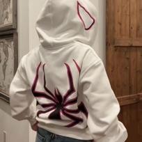 Su pilna užtrauktuku užsegamas voras Hoodie Moteriški Vyriški Gatvės Apranga Harajuku Grafika Negabaritinė striukė su gobtuvu marškinėliai Punk Gothic Y2K drabužiai Megztiniai XL gray