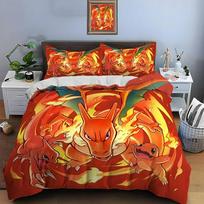 Pokmon Charizard Spausdinimo Patalynės Komplektas 2/3 Dalys Lova Karaliaus Dydžio Pagalvės Užvalkalas Suaugusiųjų Lovos Užvalkalas Miegamojo Lovos Komplektas Dovanoms AU Single(140*210cm)3pcs