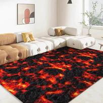 3D Ugnikalnio Lavos Magmos Plotas Kilimas Didelis Raudonas Kilimas Svetainei Miegamajam Sofai Namų Dekoras Vaikų Žaidimų Neslystantis Grindų Kilimėlis 80x120cm 31x47 inch