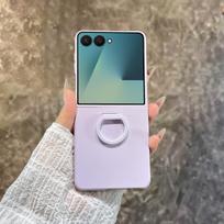 Matinės spalvos piršto žiedo laikiklio dėklas, skirtas Samsung Galaxy Z Flip 7 6 5, apsauginis kietas PC korpusas, Galaxy Z Flip 7 FE 7FE galinis dangtelis For Z Flip 7FE šviesiai violetinė spalva