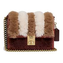 Coach Hutton 18 Chain Plush Leather Suede Small Square Crossbody Shoulder Bag Women bags Brown White Red C0704-B4S0L Basic Set (Bag+Dust Bag) brown