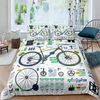 3pcs Beding Set Carton Bike 3D Printed Cozy Soft Duvet Cover King Quen Twin Single Sized Dimensions Birthday Gift Boy Kid Bedrom Decoration 172*218cm Us-Twin gray