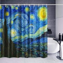 Van Gogho Írisų Dušo Užuolaidos Rinkinys su Kabliukais, Meno Tapybos Vonios Kambario Dekoras, Vandeniui Atsparus Audinys W120xH180cm
