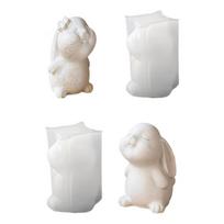 Pack of 2 Ergonomic Candle Mold Crafting Accessories Moulds Rabbits Shape for Resin Creations and Unique Gift Making 1 white