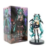 Naujas Anime 19CM Hatsune Miku Mažasis velniukas meškėnas Kawaii veiksmo figūrėlė PVC lėlės figūrėlė Figūrėlės žaislai Darbalaukio papuošalas Šventinė dovana black
