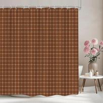 Minimalistinis grotelių rašto dušo užuolaida Vandeniui atspari Lengvai valoma Apsauganti privatumą Spausdinta Geometrinis dizainas Moderni Pakelia erdvę W60H190(CM)-1 Pcs