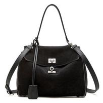 Light Luxury Imported Soft Suede Tote Bag Lazy Wind Large Capacity Matte Cowhide Lock Women'S Messenger Shoulder Bag 28*12*20 black