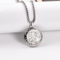 Stainless Steel Engrave Round Circle Locket Pendant Necklace Pictures Locket Jewelry Party Gift Silver/Gold color Only pendant white