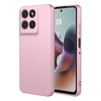 Oficialus 1:1 Odos pojūčio spalvos skysto silikono dėklas, skirtas Motorola G87/77/67 Edge 70 Ultra Fusion Signature objektyvo apsaugos dangtelis Funda Motorola Moto G87 rožinė
