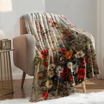Manta de franela con flores silvestres Vintage para sofá, cama, mantas cálidas, regalos perfectos para festivales, amor 80x120cm(31x47inch) gray