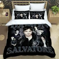 Damon Salvatore Lova Antklodės Užvalkalas, Siaubo Vampyro Gerbėjo Prekė Lovos Patalynės Komplektai Vaikams 2 Dalių Minkštas Mikropluošto Antklodės Užvalkalas Suaugusiems 135*200cm white