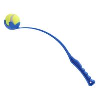Dog Ball Launcher with Tennis Ball, Long Handle Thrower for Outdoor Fetch, Durable Plastic, Hands-Free Pickup, Pet Exercise Toy One Size mėlyna