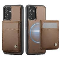 Magnetinis 2 viename nuimamas dėklas-piniginė su kortelių laikikliu, skirtas Samsung Galaxy A13 A15 A16 A23 A25 A33 A35 A51 A52 A54 A55 A36 A56 For Galaxy A33 5G ruda