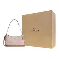COACH Teri Dirbtinės odos rankinė su perdirbtos odos detalėmis, Peties rankinė, Vidutinio dydžio, Moteriška, Smėlio geltonos, Pilkos, Rudo atspalvio Gift Box Set (Basic Set + Yellow Gift Box) beige