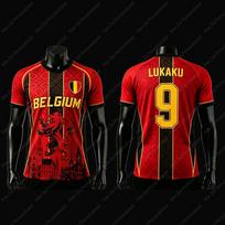2026 Belgijos nacionalinės komandos sirgalių marškinėliai/T-shirtai—De Bruyne #7 Trossard #10 Lukaku #9: Vaikiški, suaugusiųjų ir unisex sportiniai bei laisvalaikio viršutiniai drabužiai S juoda