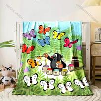 Mažojo kurmio animacinis pledas Minkštas flanelinis pledas lovai, sofai Keturiems sezonams Vaikų dovana Namų tekstilė Size: 75*100cm, Weight: 230 GSM green