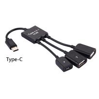 3-in-1 Micro USB OTG adapterio laidas Micro USB vyriškas į USB moterišką adapterį USB šakotuvas išmaniajam telefonui, kompiuteriui, planšetiniam kompiuteriui 3 prievadai Type C