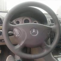 Skirta Mercedes Benz E klasės W211, G klasės W463 2002-2007 m. Rankomis siūta pilka natūralios odos persiko medžio rašto vairo apdangalas BD1 gray