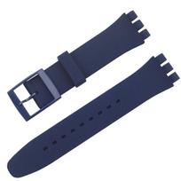 Atsparus vandeniui guminis apyrankė Swatch laikrodžiui su metaliniu sagtimi Silikoninė laikrodžio apyrankė 16/17/19/20mm Vyrams Moterims Pakeičiama apyrankė Dirželis 16mm tamsiai mėlyna spalva