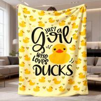 2026 Latest Flannel Blanket Cute Duck Print Flannel Blanket Soft Hypoallergenic AllSeason Throw for Sofa, Bed & Office Machine Washable Cozy Gift with 100X130CM yellow