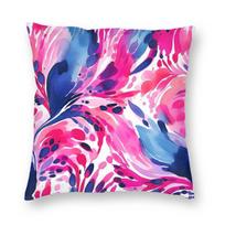 Watercolor Abstract Multi Color Square Pillowcase Polyester Linen Velvet Creative Zip Decorative Car Cushion Cover 60cmx60cm(24x24Inch) blue