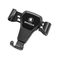 Automobilio telefono laikiklis į ventiliacijos groteles G-sensorius Išmaniojo telefono GPS stovas Skoda Octavia Kodiaq Superb Yeti Kamiq Fabia Karoq Scala Rapid Enyaq black