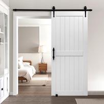 VEVOR stumdomos klojimo durys, 914 x 2134 mm, didelio stiprumo MDF plokštė, klojimo durys su tvirtinimo rinkiniu, vandeniui atsparus PVC paviršius, lengva montuoti, H rėmas 200.5 x 226.5 x 12 cm balta