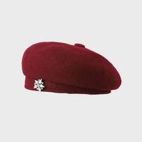 French Korean Wool Beret for Women Felt Hat with Snowflake Logo Face-Framing Winter Cap, Elegant Gift for Valentine’s & New Year