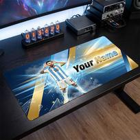 Lionel Messi Custom Large Mouse Pad, Personalized Name Text Print, Football Logo Non‑Slip Desk Mat Gaming Gift 30cmx80cm