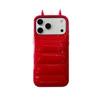 3D velnio ragų blizgus dėklas 17 16 15 14 Pro Max telefonams, prabangus Cape Horn, smūgiams atsparus apsauginis dangtelis, mergaičių dovanų korpusas iPhone17 Pro raudona