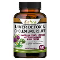 Daitea Liver Detox & Cholesterol Relief Supplement, Milk Thistle, Artichoke, Dandelion, Fennel Licorice, 120 Caps 120 Capsules