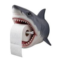 Flush Mount Toilet Paper Rack Roll Holder, Turtle/Shark Design, Wall Bathroom Tissue Holder Decor, Easy Install Durable 3D Printed Shark B