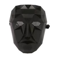 Futuristinė geometrinė vakarėlio kaukė Juodo techninio stiliaus su kvėpuojančiu tinkleliu ties akimis ir burna - Puikiai tinka Helovino, Cosplay teminiams vakarėliams black