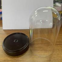 1 vnt. Akrilinis kupolas Dekoratyvinis vitrininis gaubtas Bell Jar Terariumas su plastikiniu pagrindu Juodas 11,6x18,5cm gray
