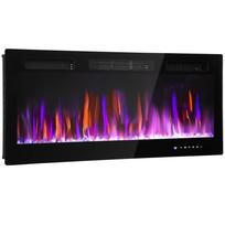 Sieninis arba įleidžiamas elektrinis židinys 900W/1800W, liepsnos efektas su 12 spalvų 5 ryškumo lygiais, 106,7x9,4x47cm, juodas 106.7 x 9.4 x 47 cm