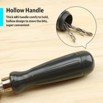 Hand Drill Bits Set 7 in 1 Manual Tool Pin Vises with 5 Pcs Twist Drill Bits Chuck Key Hollow Storage Box 0.6 6mm gray