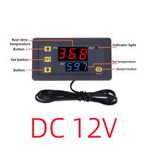 W3230 skaitmeninis temperatūros valdiklis LED ekranas 12V/24V/AC110-220V mikrokompiuteris termostatas jungiklis reguliatorius Šilumos/aušinimo termoreguliatorius su jutikliu 12V black