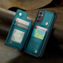 Piniginės odinis dėklas, skirtas Samsung Galaxy S24ultra S23FE S22 S21 Plus A13 A14 A15 A23 A24 A50 A50S A30S A33 A34 A51 A52 A52S A53 A54 smūgiams atsparūs dėklai A50(A50S)(A30S) žalia