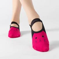 Yoga Socks With Grips For Women Sportneer Workout Barre Pilates Socks With Straps Cute Cartoon Cat Sock Slippers One size fits all beige