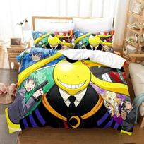3D Cartoon Assassination Classroom Koro-sensei Bedding Set Boys Girls Twin Queen King Size Duvet Cover Pillowcase Bed boys Adult 70x133cm 2pcs yellow