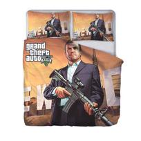 Grand Theft Auto Five V 3d patalynės komplektas Antklodės užvalkalų komplektas su pagalvės užvalkalu Au Eu Us Dvivietis Full Queen Size Patalynė Patalynė EUR-Single 135x200cm beige