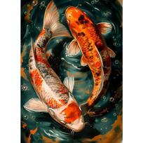 Japoniški spalvingi karpiai Koi žuvų plakatai ir spaudiniai Drobės spausdinimas Retro sienos meno paveikslas svetainei namų dekoravimui dovanoms 30cm×40cm NoFrame