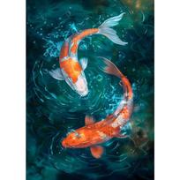 Japoniški spalvingi karpiai Koi žuvų plakatai ir spaudiniai Drobės spausdinimas Retro sienos meno paveikslas svetainei namų dekoravimui dovanoms 40cm×60cm NoFrame