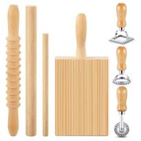 Gnocchi makaronų gaminimo įrankių rinkinys Praktiška gnocchi gaminimo priemonė Medžio ir metalo tekstūra rankų darbo makaronų ir kepimo entuziastams beige