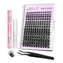 VeyesBeauty Siren blakstienų kuokeliai Klijų-Sandariklio technologija Vandens išbandytas tvirtumas Lengvas grožis 168 kuokeliai 8-16mm LASH KIT juoda