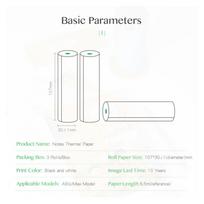 PeriPage 107 x 30mm Notes Thermal Paper Roll BPA Free Non adhesive Receipt Printing Paper Waterproof Oil proof Friction gray